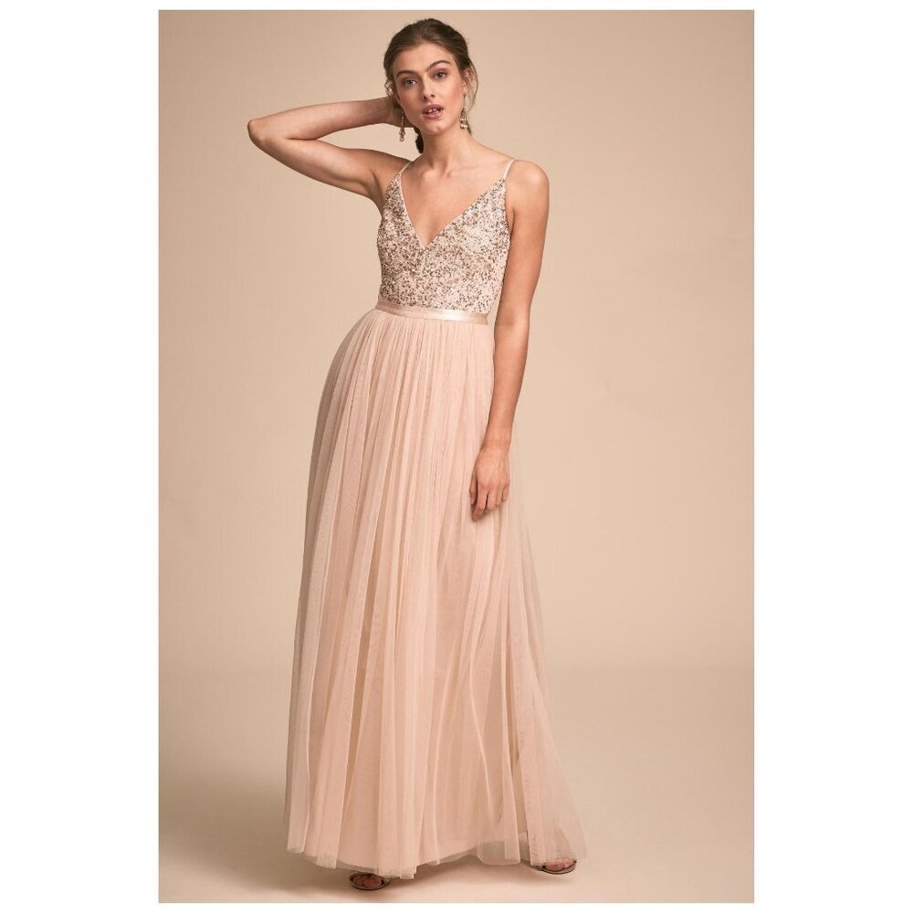Anthropologie BHLDN Avery Dress Maxi Gown Tulle Romantic Princess Prom Wedding